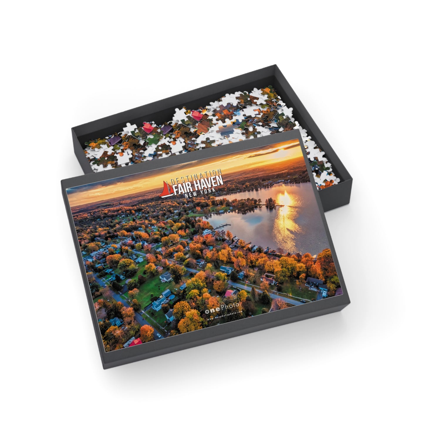 Fair Haven Little Sodus Bay Autumn Sunset Jigsaw Puzzle - for Relaxation and Family Fun