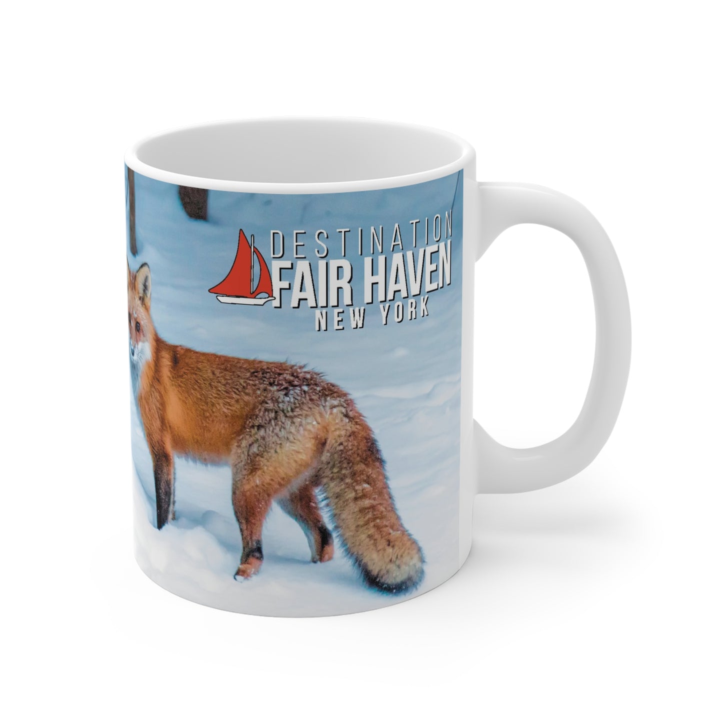 onePhoto Winter Fox Nature Mug - Cozy Wildlife Photography 11oz Coffee Cup