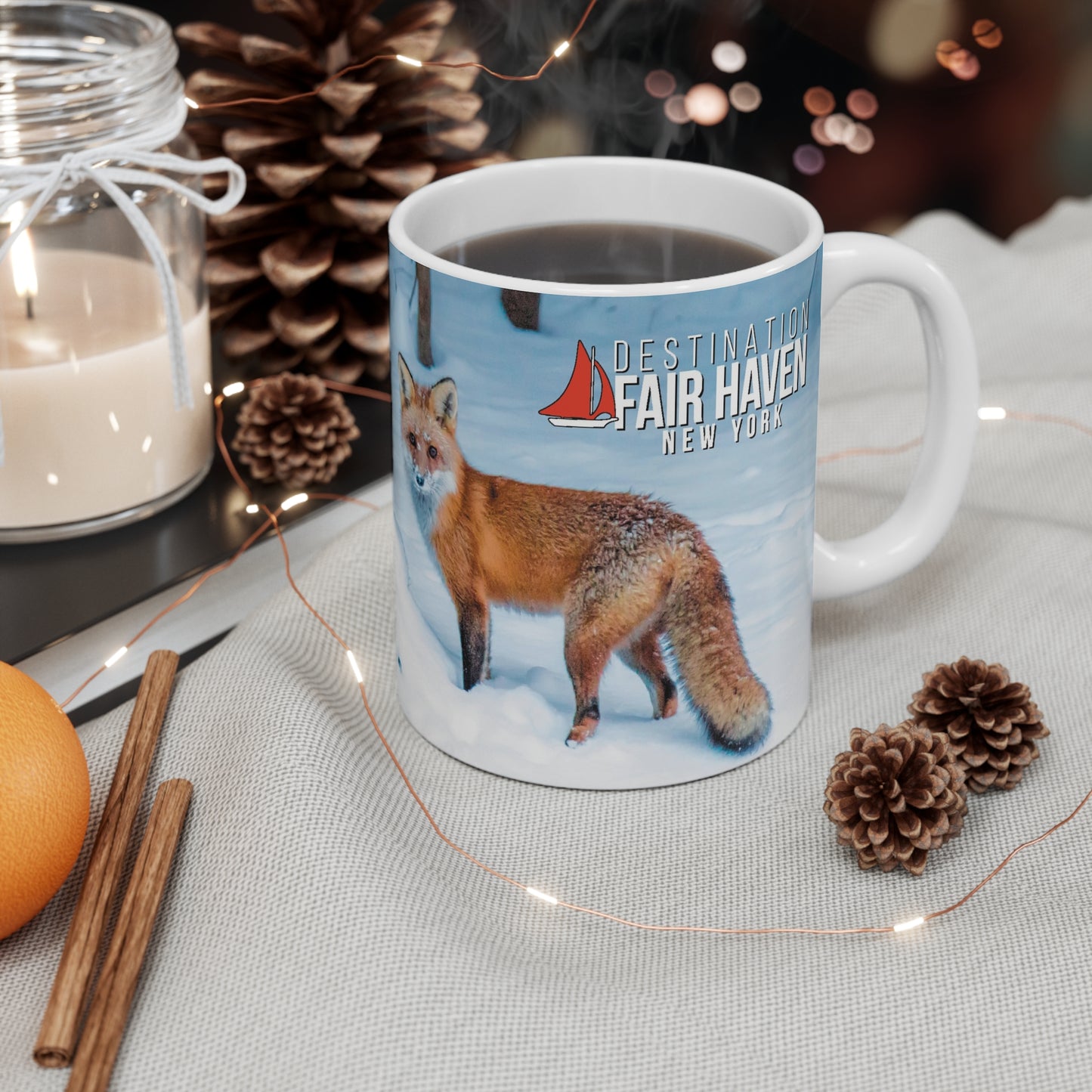 onePhoto Winter Fox Nature Mug - Cozy Wildlife Photography 11oz Coffee Cup