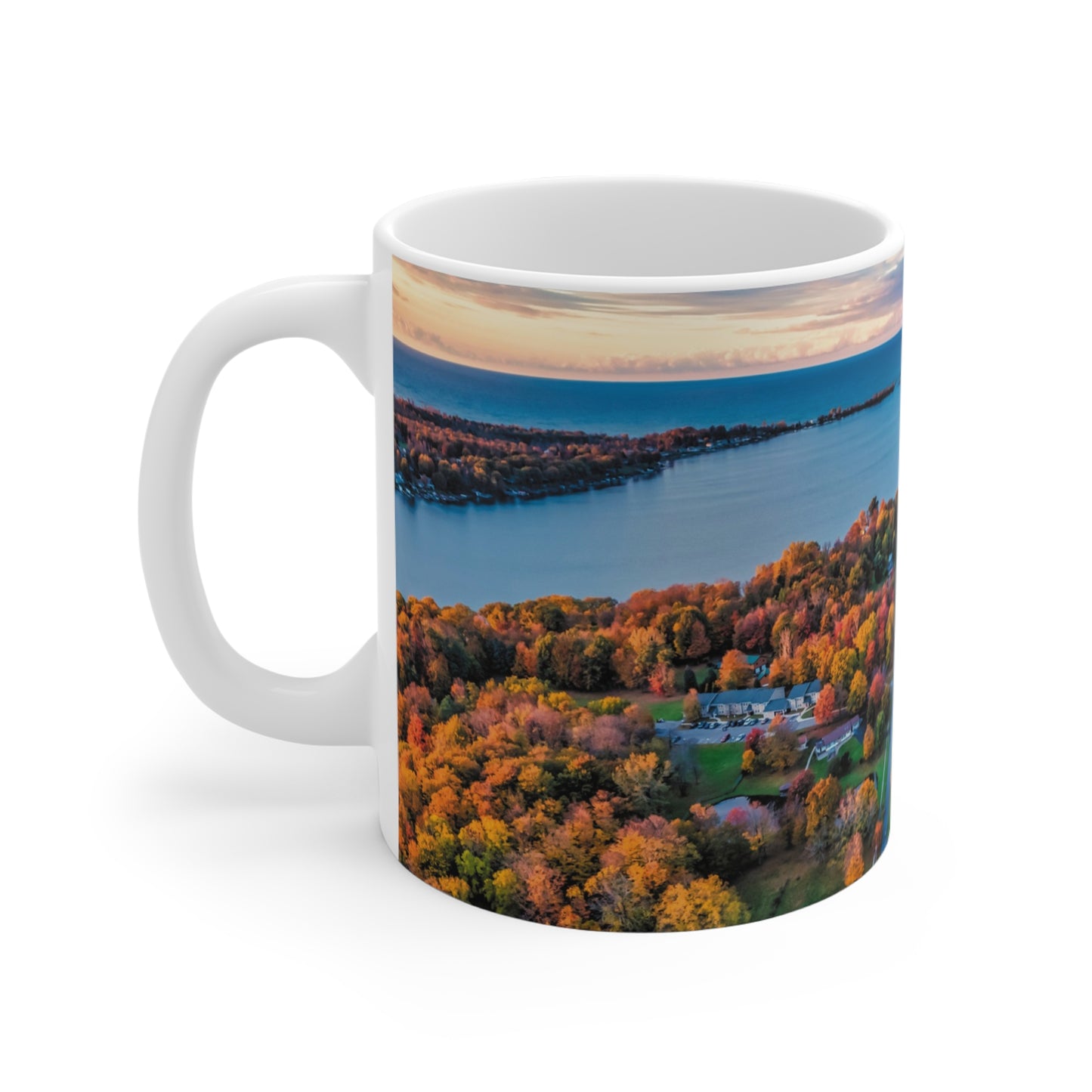 onePhoto Scenic Autumn Little Sodus Bay Mug - 11oz Coffee Cup for Nature Lovers