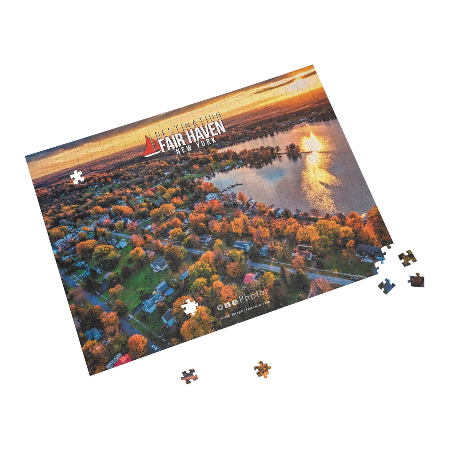 Fair Haven Little Sodus Bay Autumn Sunset Jigsaw Puzzle - for Relaxation and Family Fun