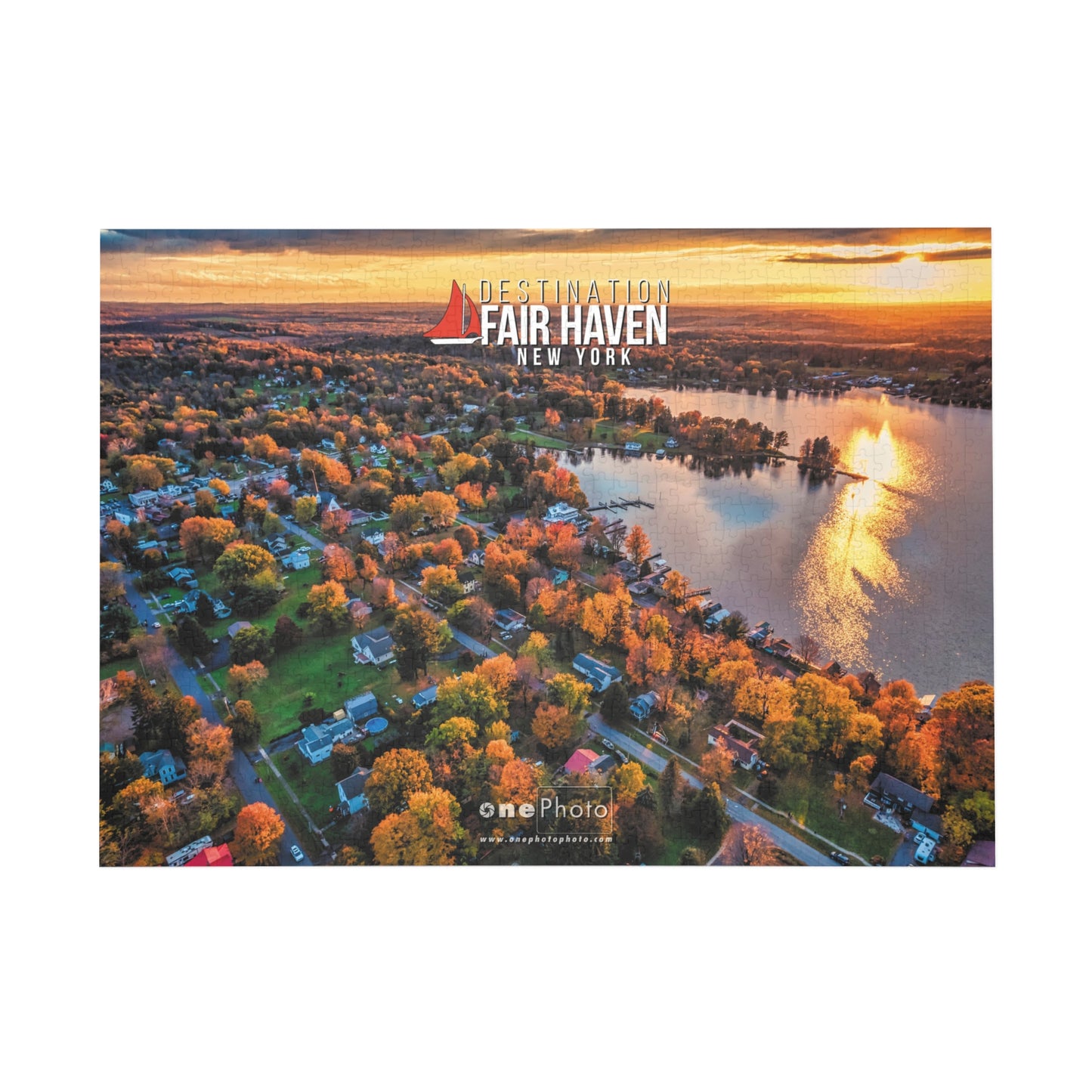 Fair Haven Little Sodus Bay Autumn Sunset Jigsaw Puzzle - for Relaxation and Family Fun