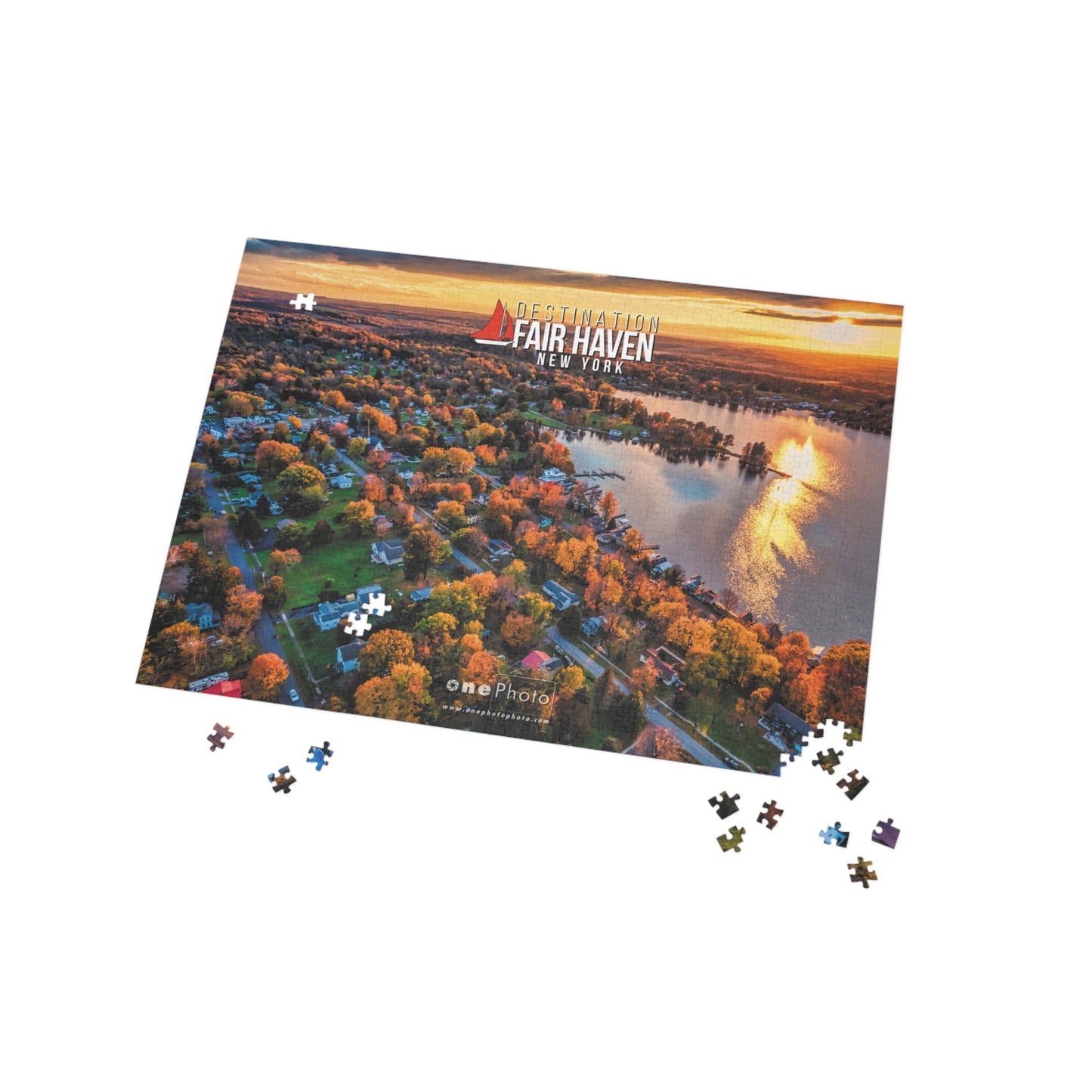 Fair Haven Little Sodus Bay Autumn Sunset Jigsaw Puzzle - for Relaxation and Family Fun