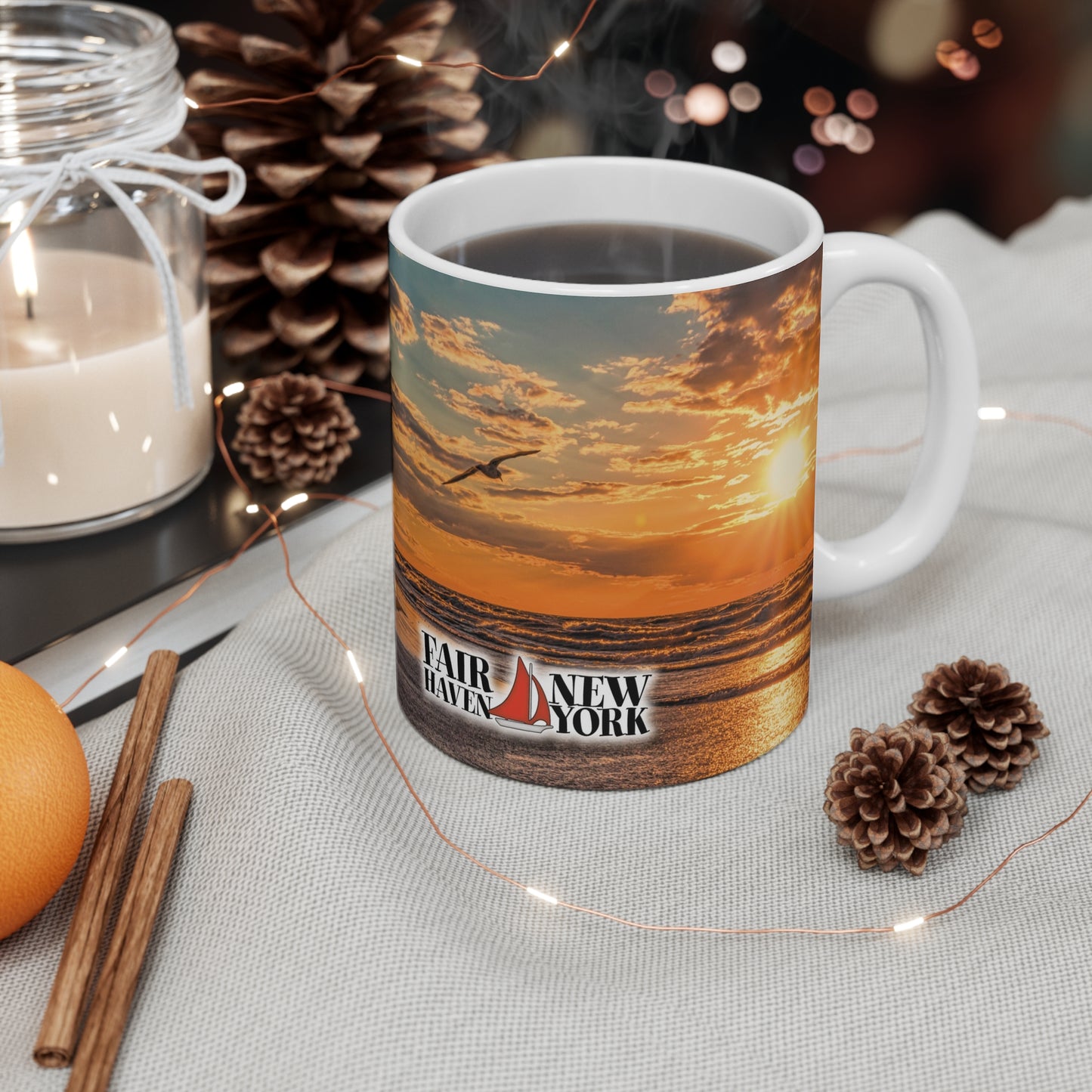 onePhoto Fair Haven West Side Sunset Mug - 11oz Coffee Cup for Nature Lovers