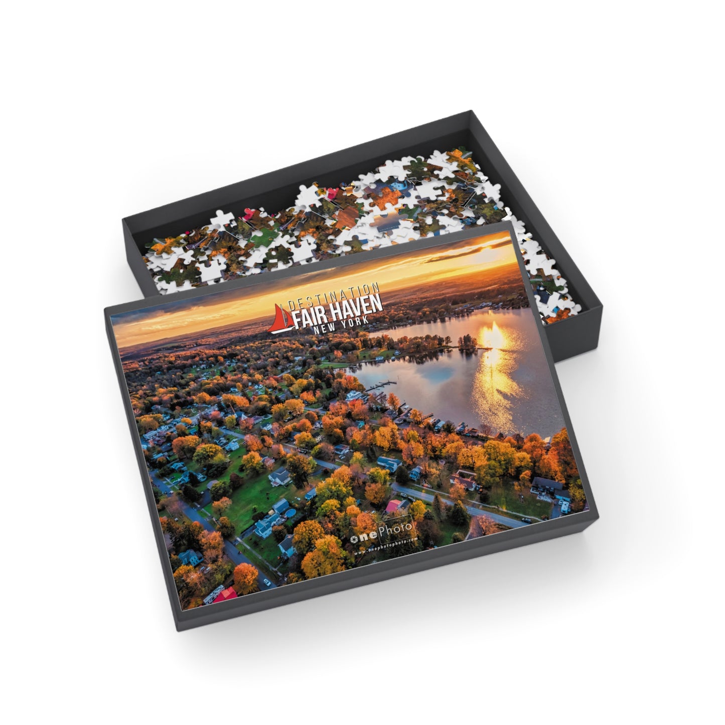 Fair Haven Little Sodus Bay Autumn Sunset Jigsaw Puzzle - for Relaxation and Family Fun