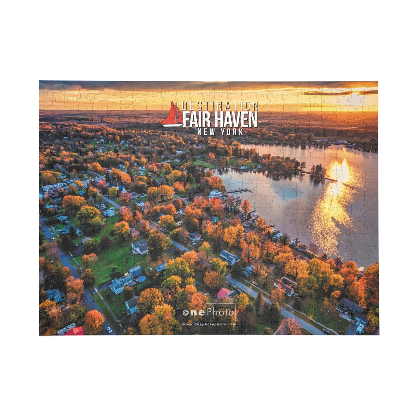 Fair Haven Little Sodus Bay Autumn Sunset Jigsaw Puzzle - for Relaxation and Family Fun