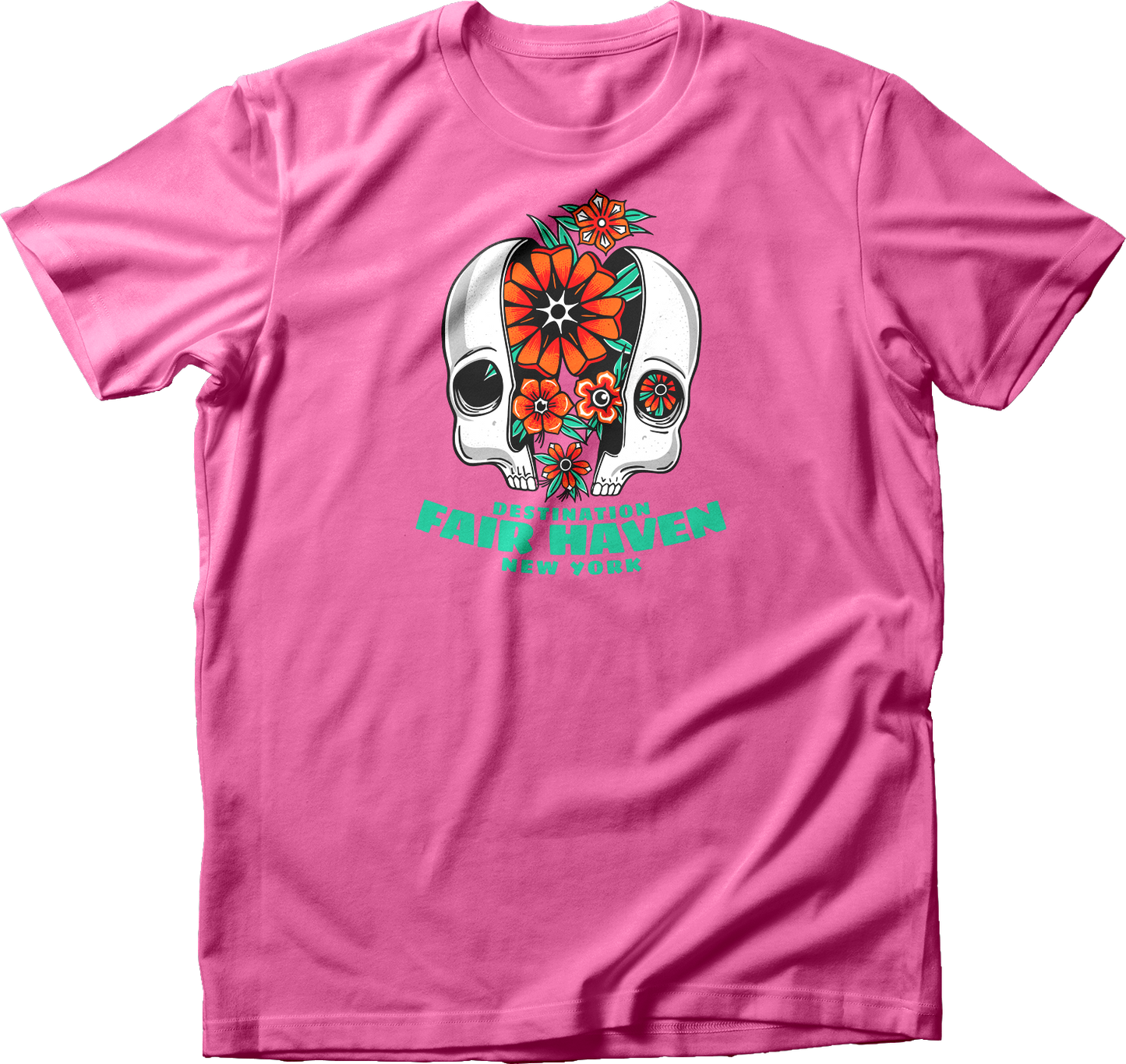 Fair Haven, NY Floral Skull T-Shirt