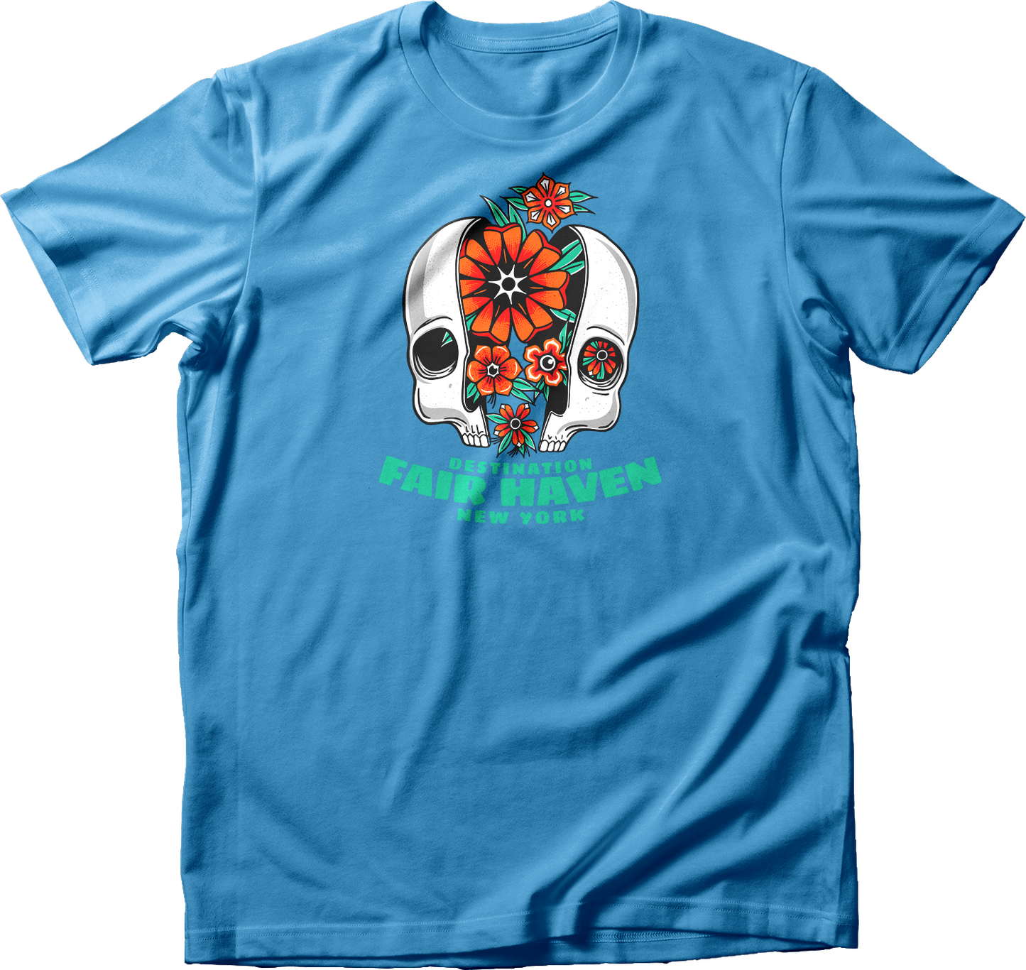 Fair Haven, NY Floral Skull T-Shirt
