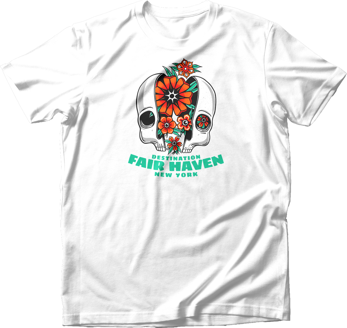 Fair Haven, NY Floral Skull T-Shirt