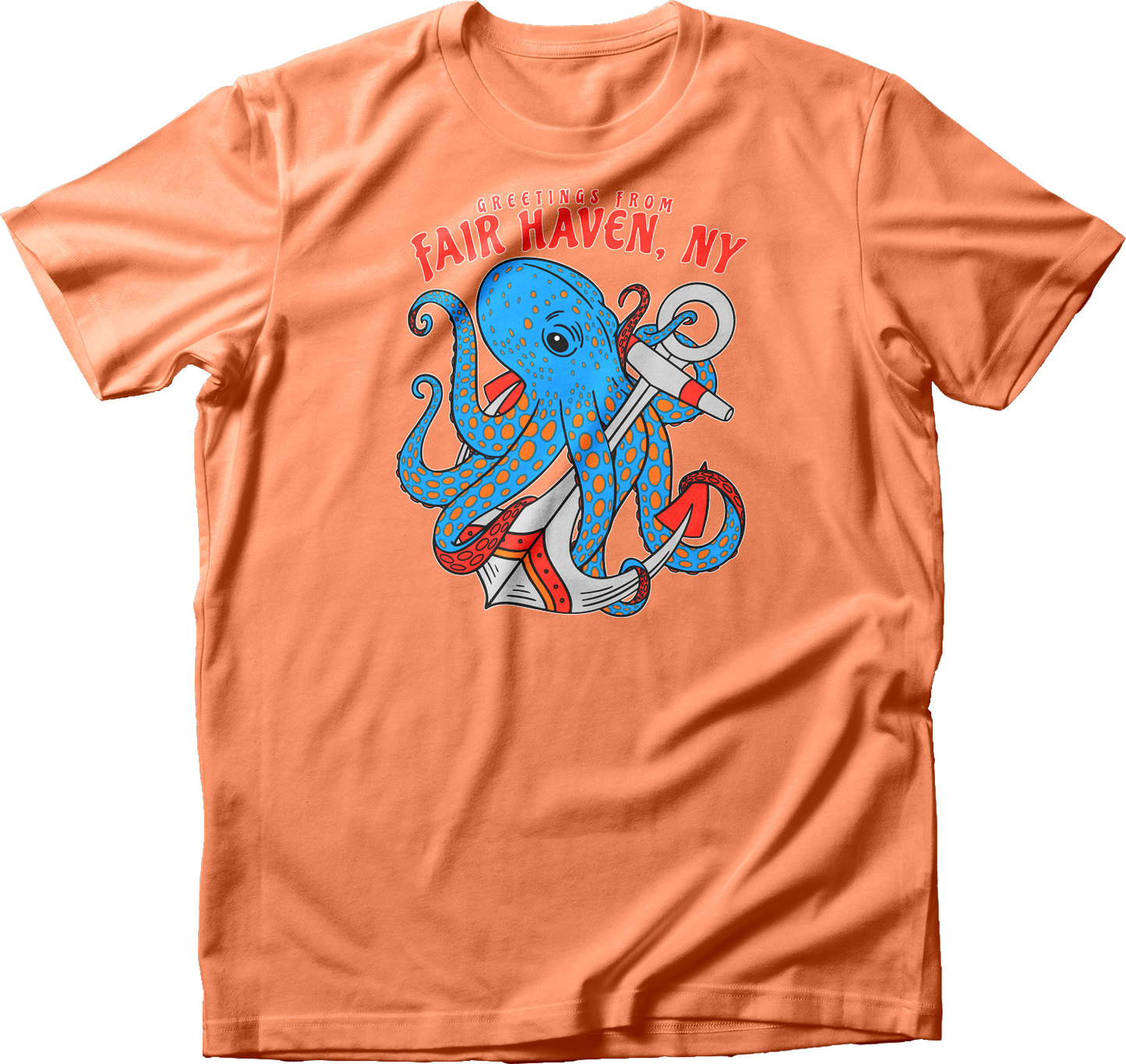 Greetings from Fair Haven, NY Light Blue Octopus T-Shirt