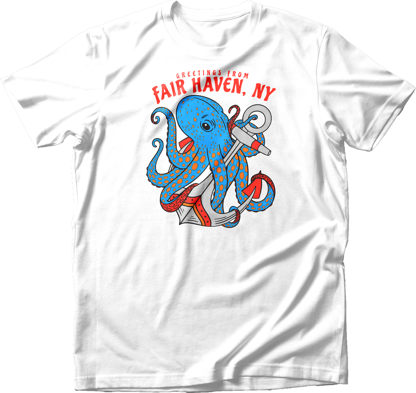 Greetings from Fair Haven, NY Light Blue Octopus T-Shirt