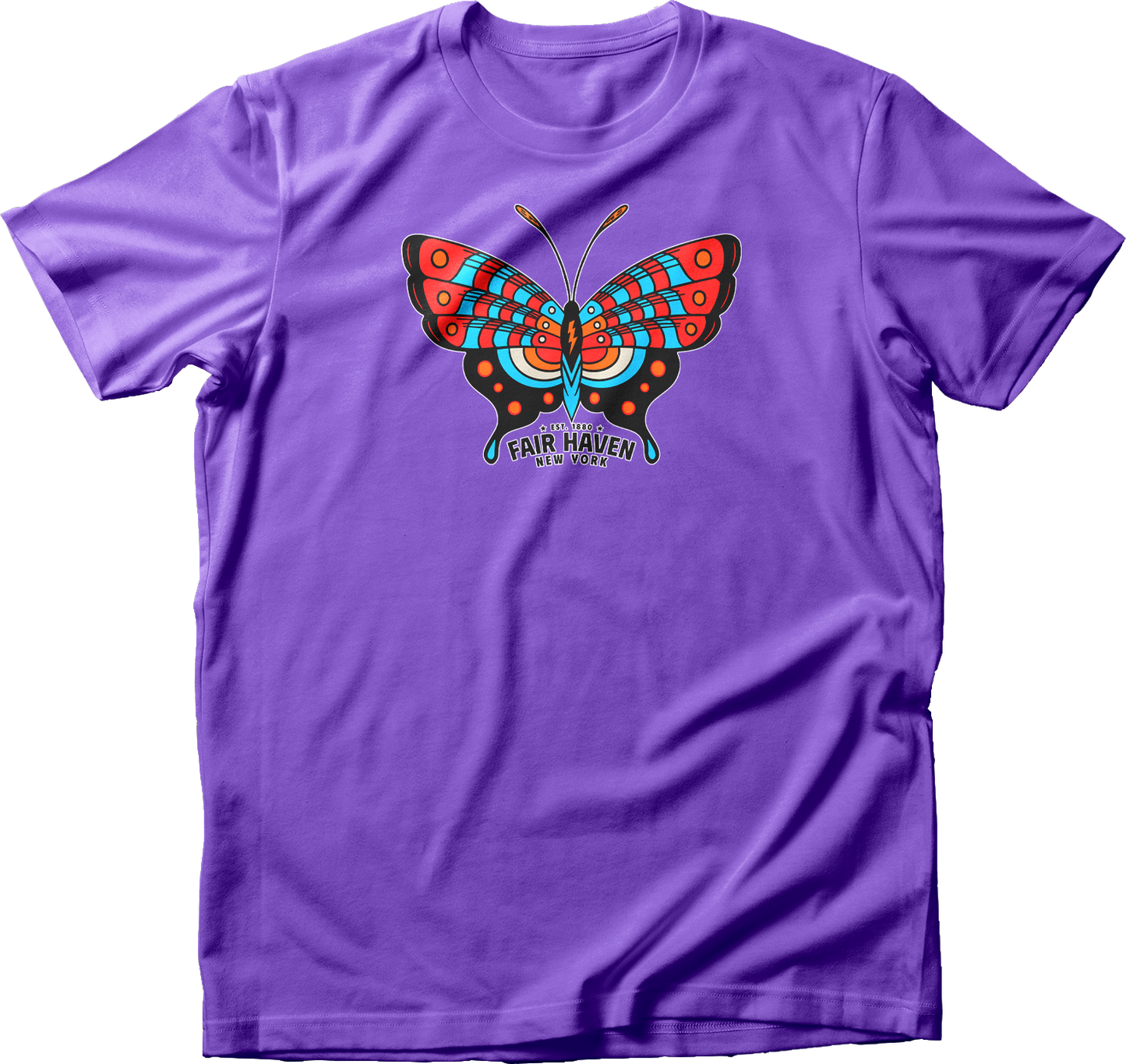 Fair Haven, NY Red & Blue Butterfly T-Shirt