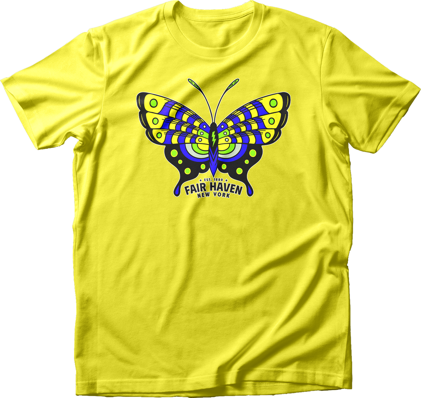 Fair Haven, NY Yellow & Blue Butterfly T-Shirt