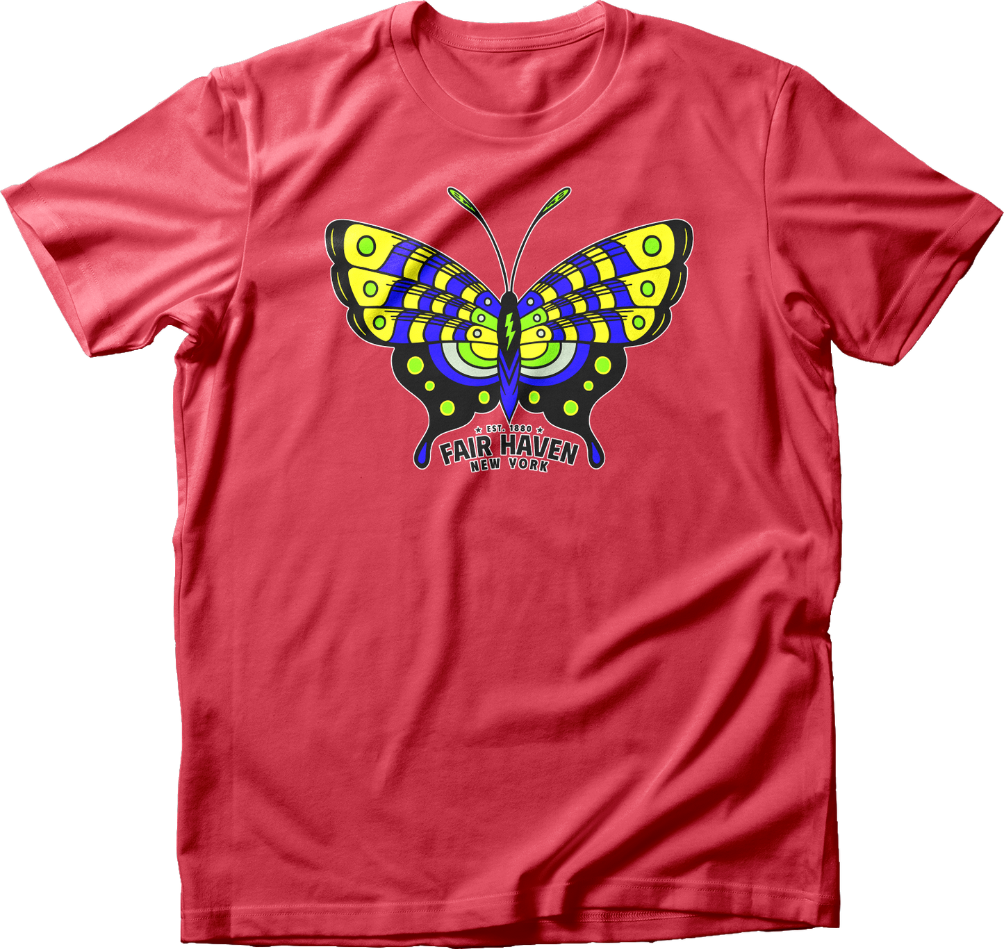 Fair Haven, NY Yellow & Blue Butterfly T-Shirt