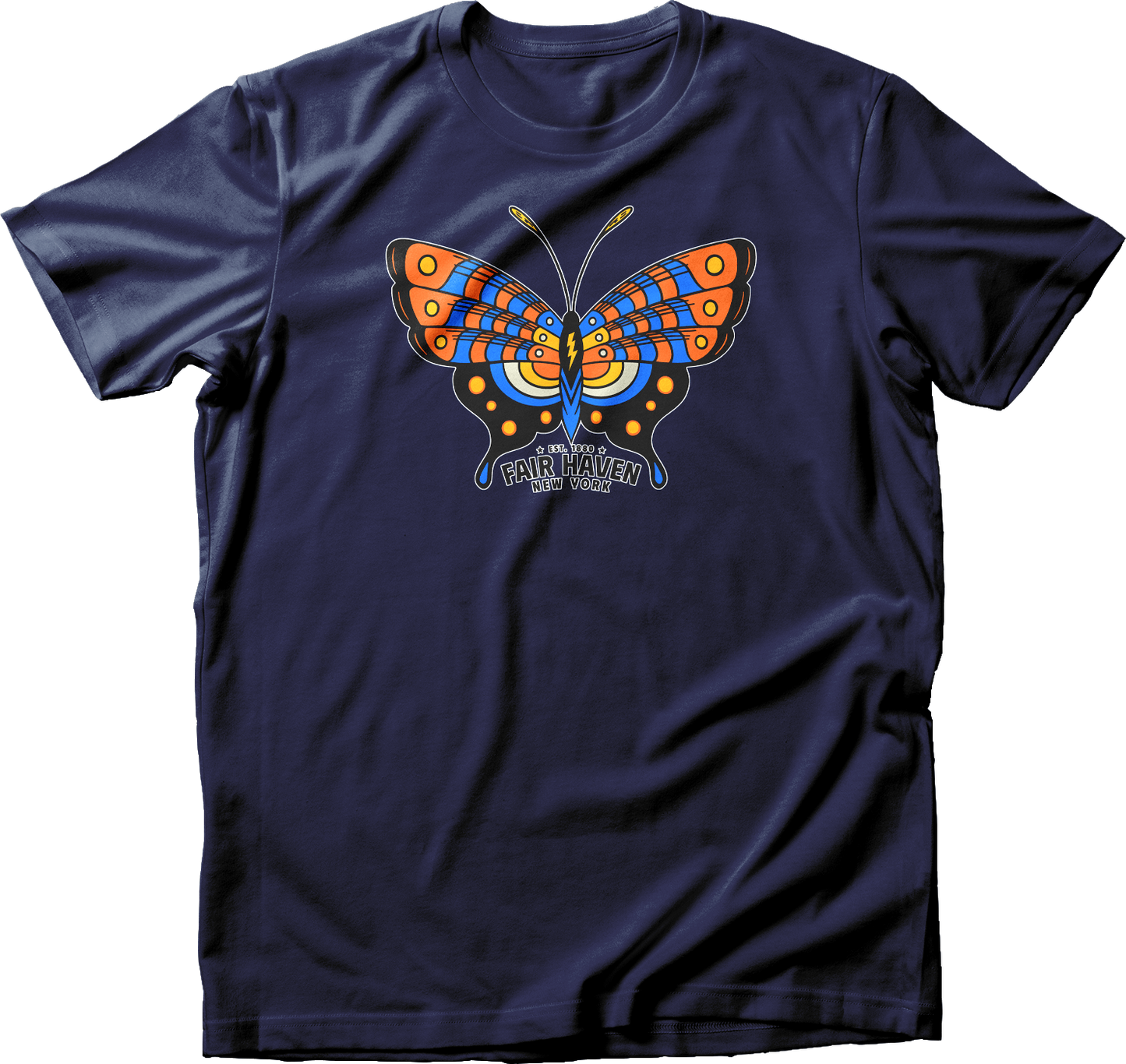 Fair Haven, NY Orange & Blue Butterfly T-Shirt