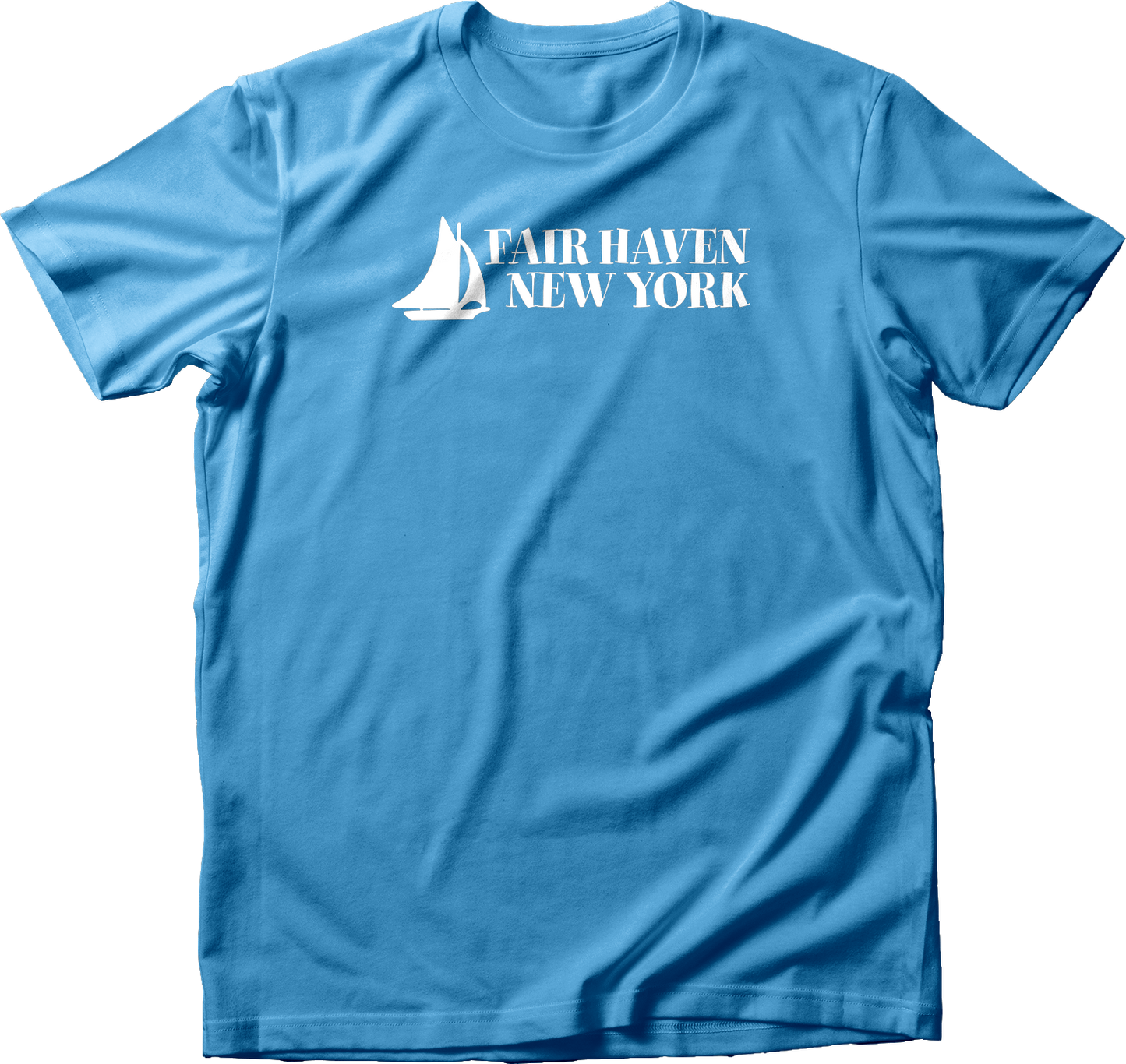 Fair Haven Sailboat stacked in White T-Shirt