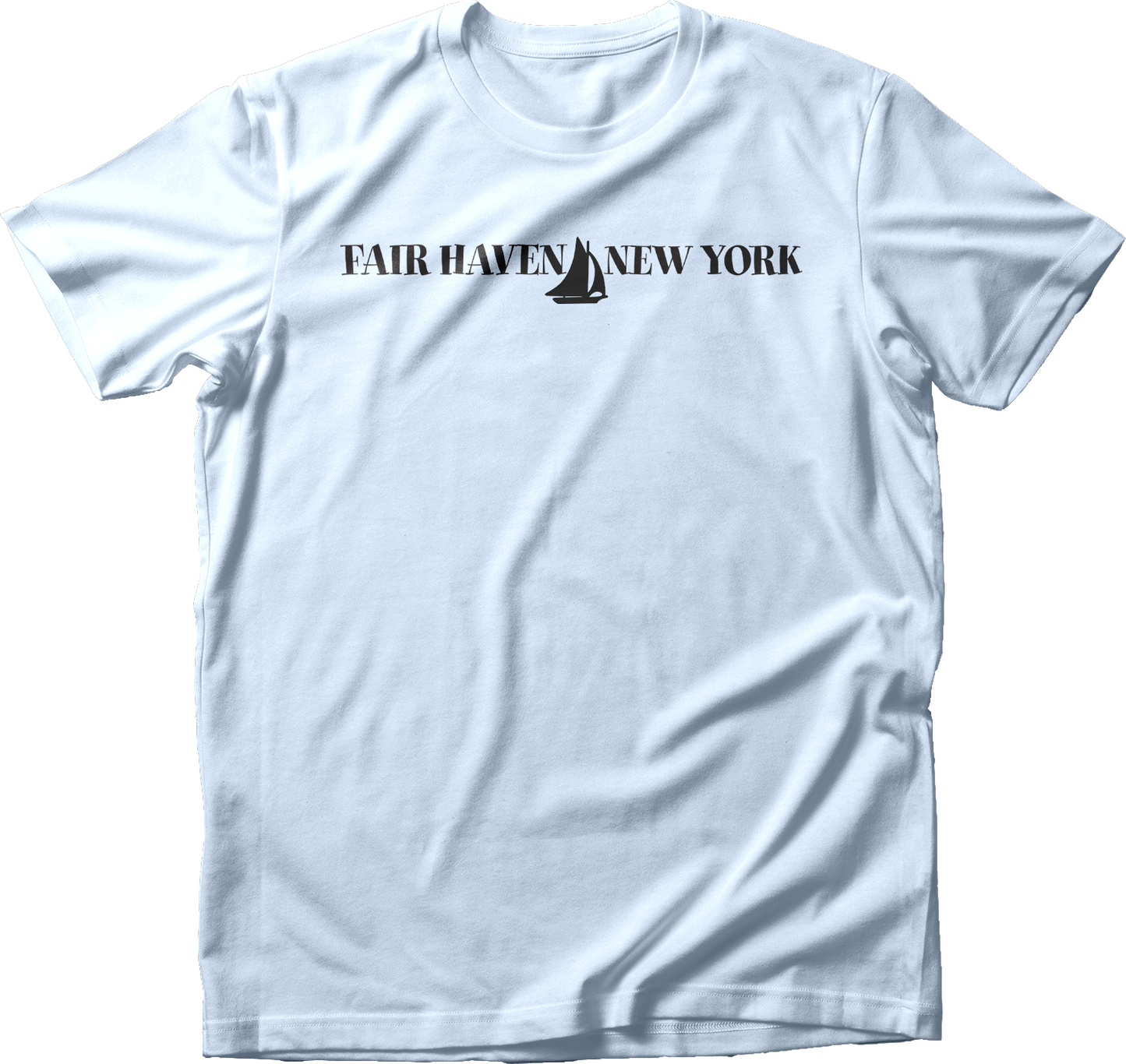 Fair Haven Sailboat horizontal in Black T-Shirt