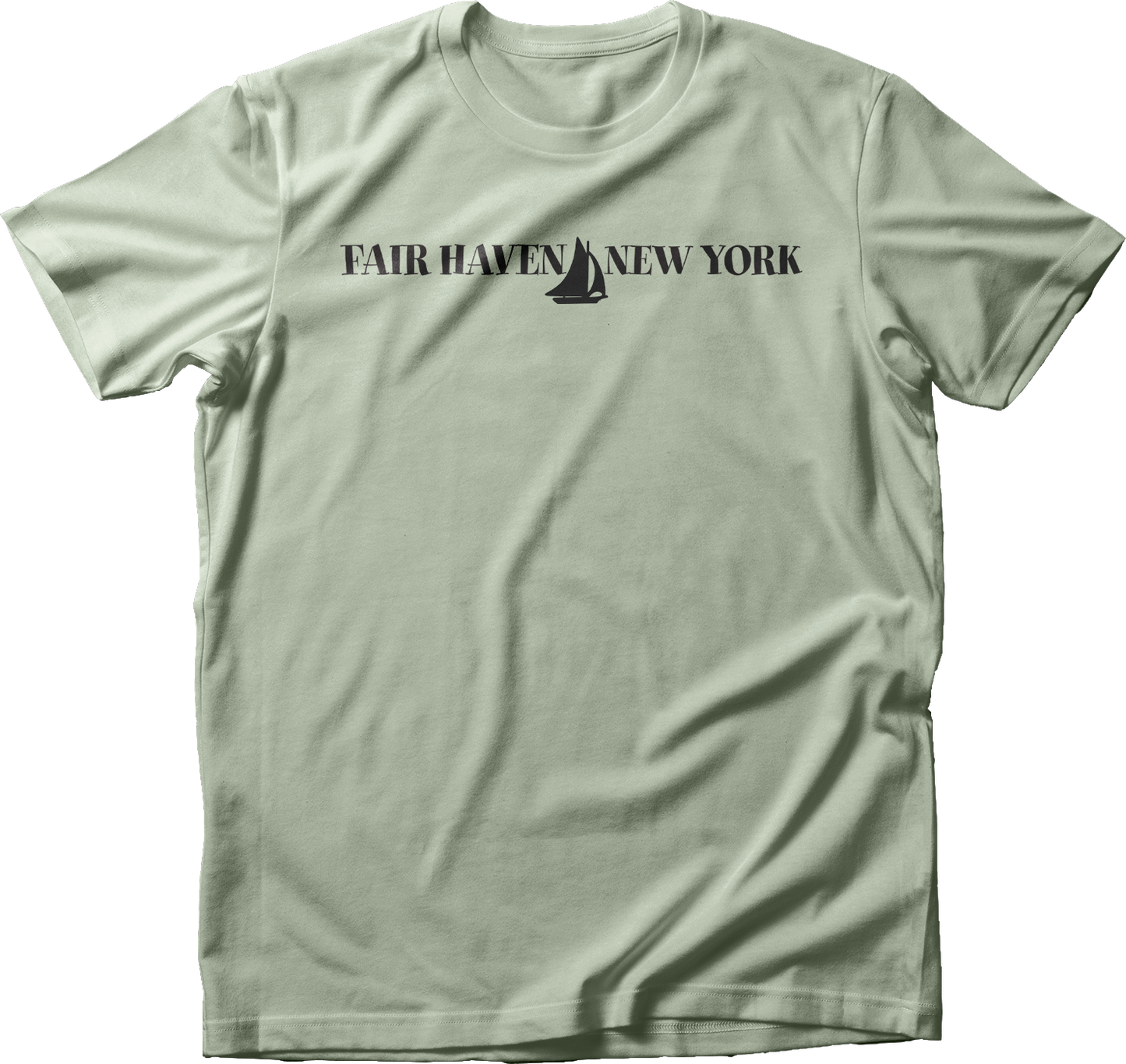 Fair Haven Sailboat horizontal in Black T-Shirt