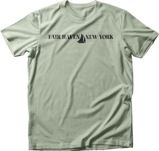 Fair Haven Sailboat horizontal in Black T-Shirt