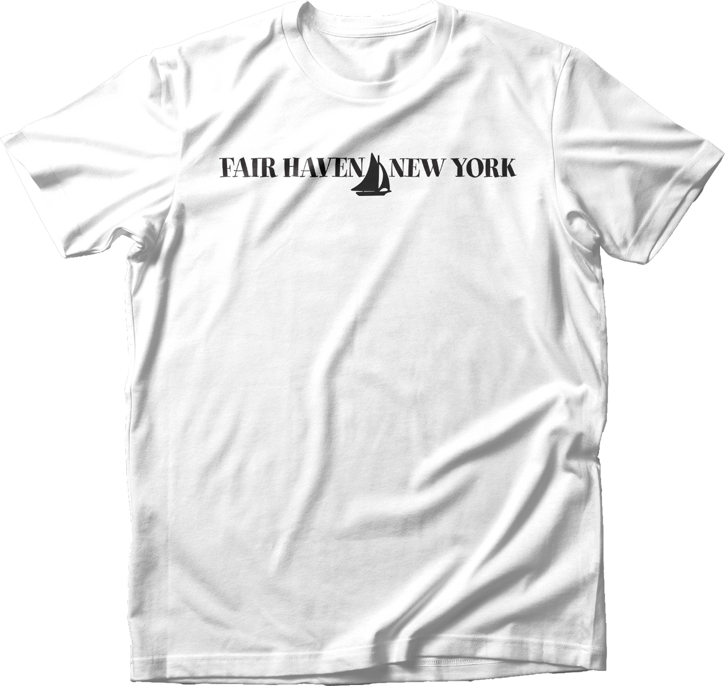 Fair Haven Sailboat horizontal in Black T-Shirt