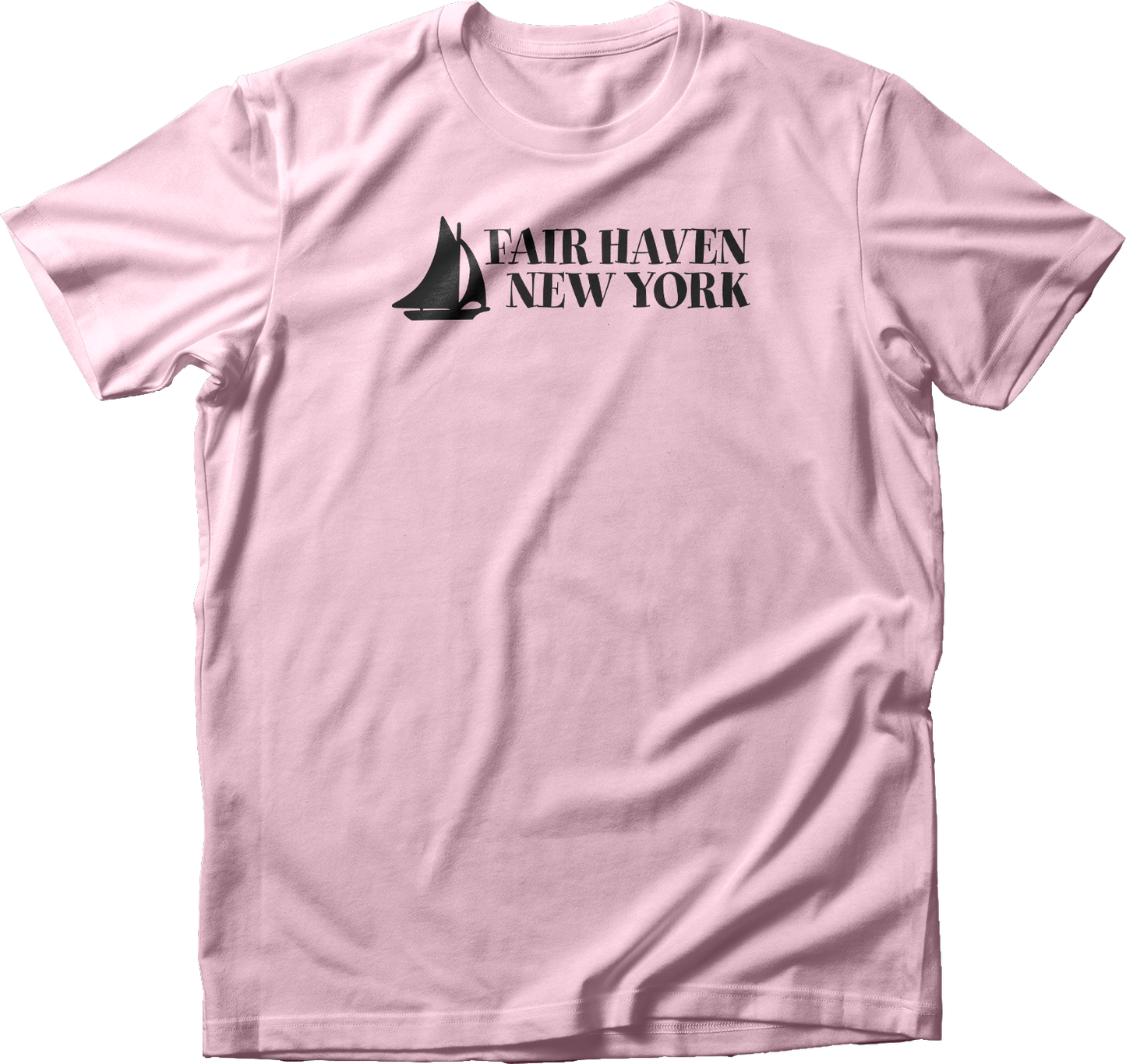 Fair Haven Sailboat stacked in Black T-Shirt