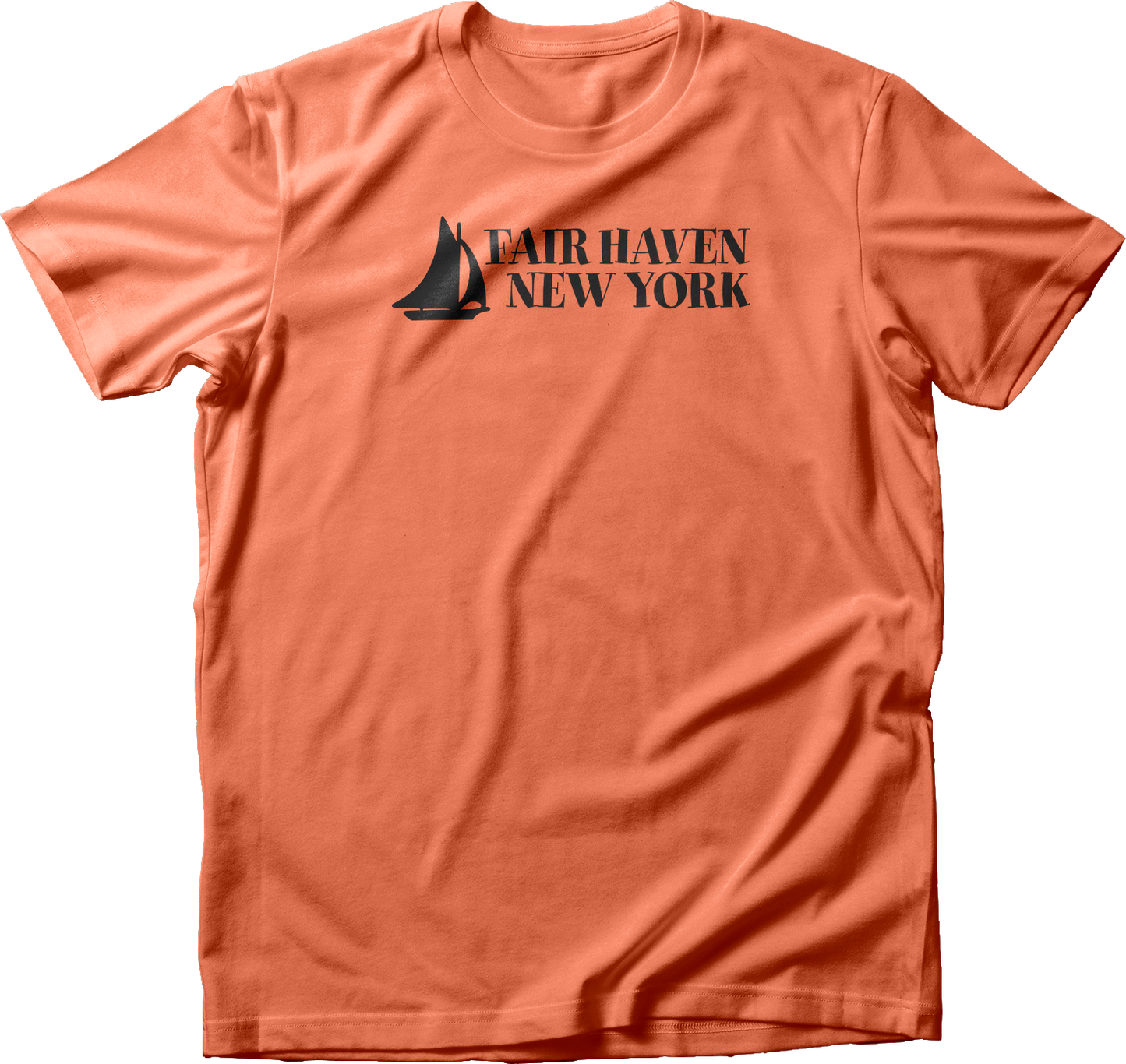 Fair Haven Sailboat stacked in Black T-Shirt