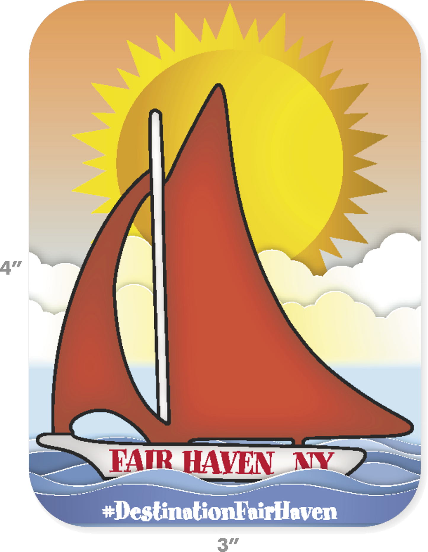 Destination Fair Haven Red Sail Sticker