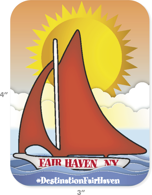Destination Fair Haven Red Sail Sticker